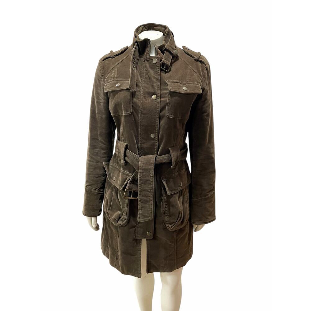 Esprit Utility Belted Jacket Green Brown Military Style Women’s Size Small - Picture 3 of 15